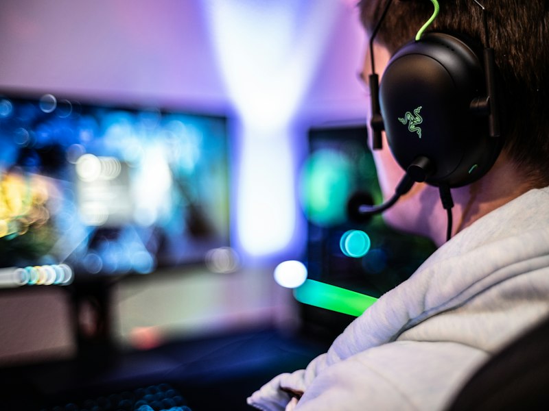 Close-up of gaming keyboard glow
